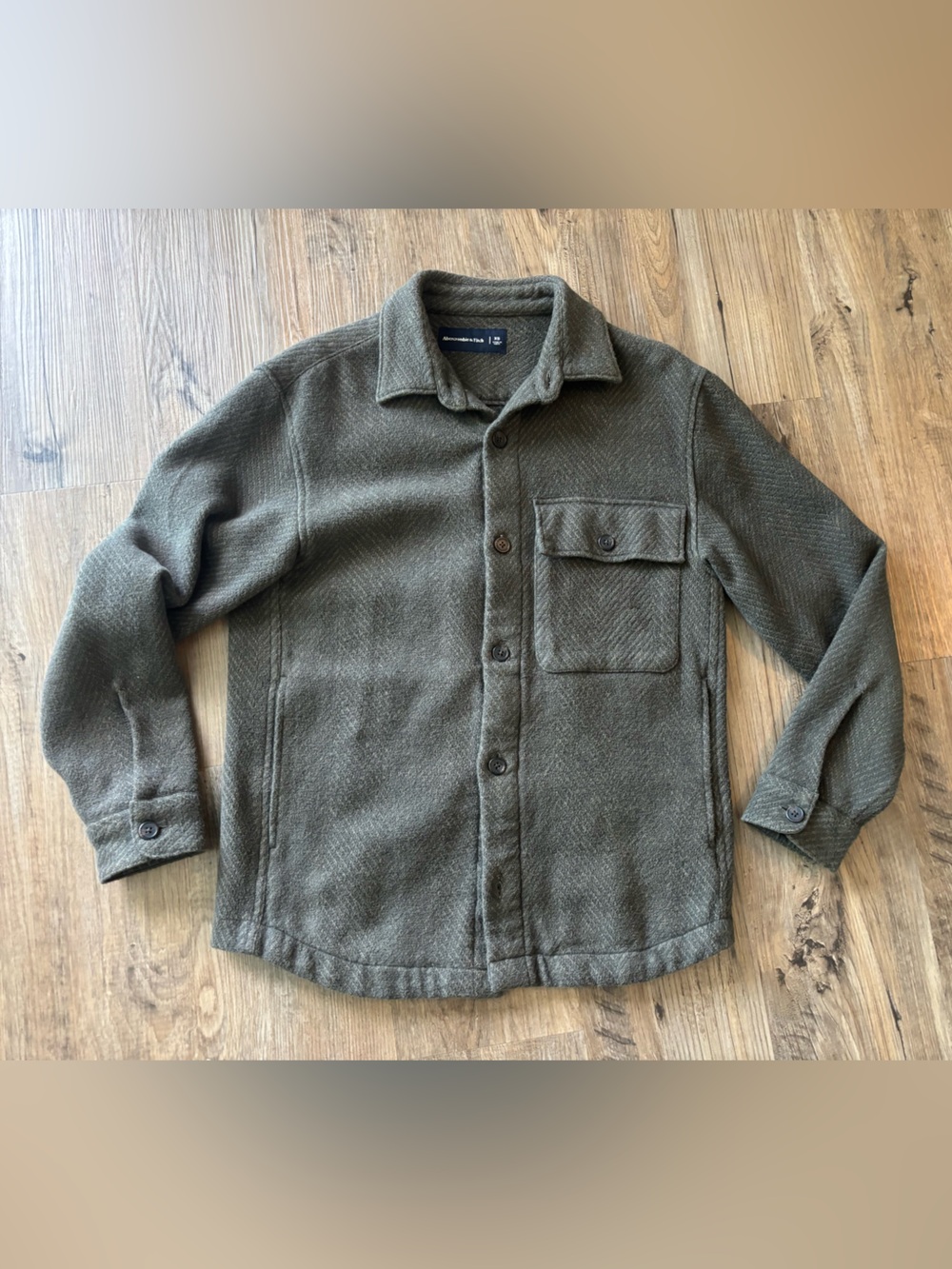 Abercrombie & Fitch Olive Textured Button-Up Jacket/Shacket Men’s XS